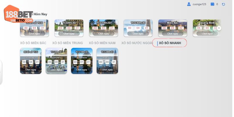 Các hình thức xổ số siêu tốc phổ biến tại 188Bet