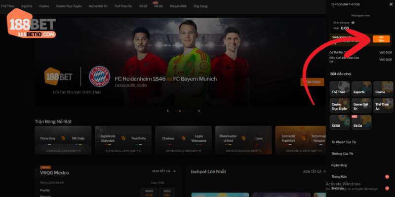 Nạp Tiền 188Bet: Thêm Ngân Sách Vào Tài Khoản Cực Dễ Dàng 1 Điều kiện để có thể nạp tiền 188Bet cần biết