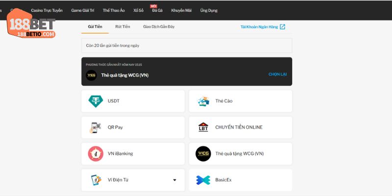 Nạp Tiền 188Bet: Thêm Ngân Sách Vào Tài Khoản Cực Dễ Dàng 2 Hướng dẫn cách nạp tiền 188Bet vào tài khoản