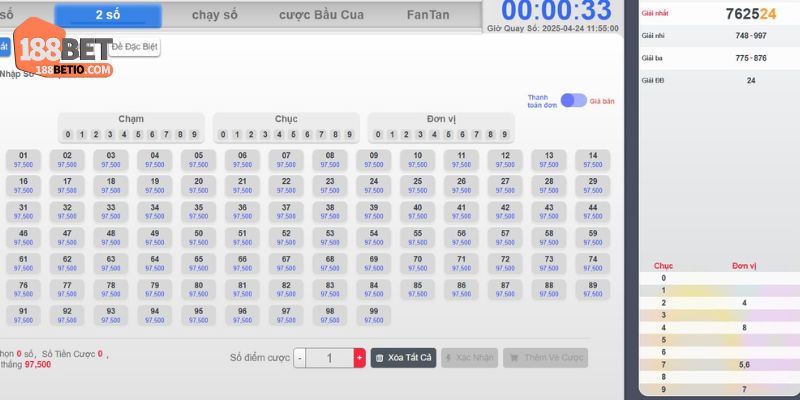 Quy trình chơi xổ số siêu tốc 188Bet chi tiết